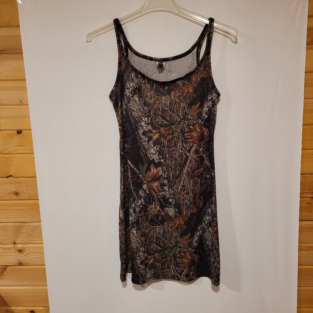 Women's Camouflage Print Slip Chemise - Brown/Green